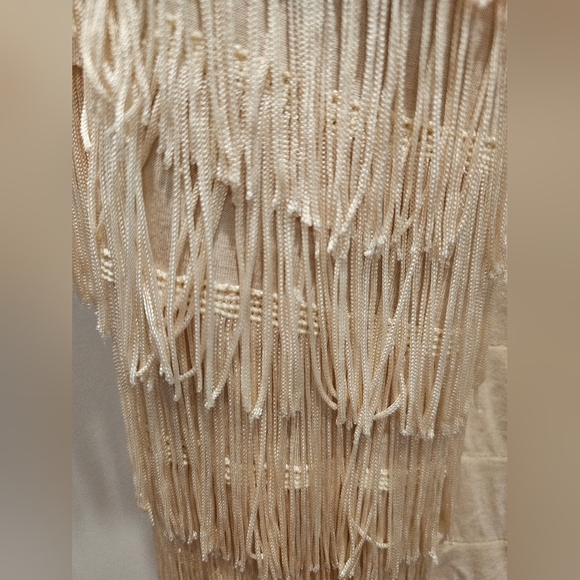 Millau Fringe Open Front Cardigan Kimono Ivory Cream Cotton Boho Festival S - Picture 2 of 9